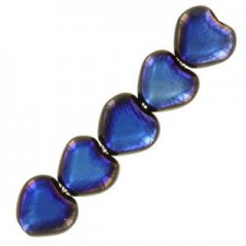 Czech Hearts beads 6mm Jet full azuro 23980/22203